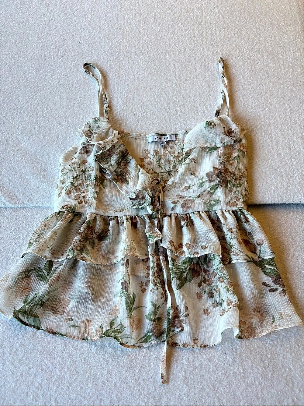 Romantic Feminine Coquette Floral Ruffle Tank